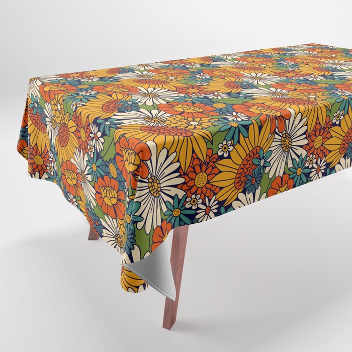 70s Retro Floral - Bold Tablecloth