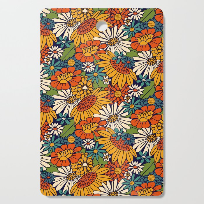 70s Retro Floral - Bold Cutting Board