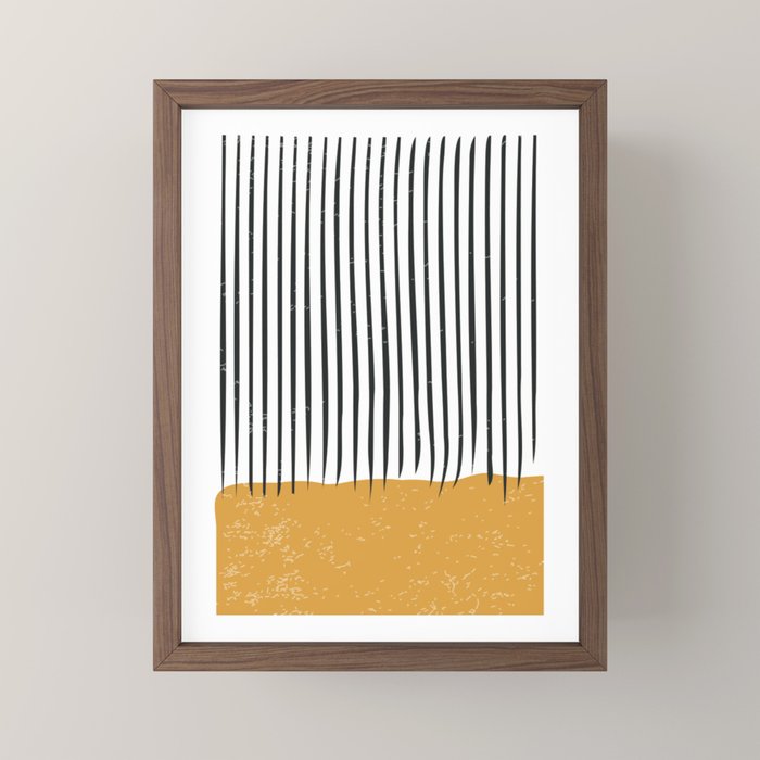 (White Background) Mid Century Modern Minimalist Rothko Inspired Color Field With Lines Geometric Style  Mini Art Print