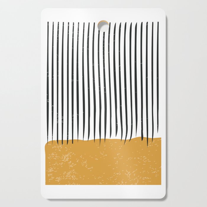 (White Background) Mid Century Modern Minimalist Rothko Inspired Color Field With Lines Geometric Style  Cutting Board