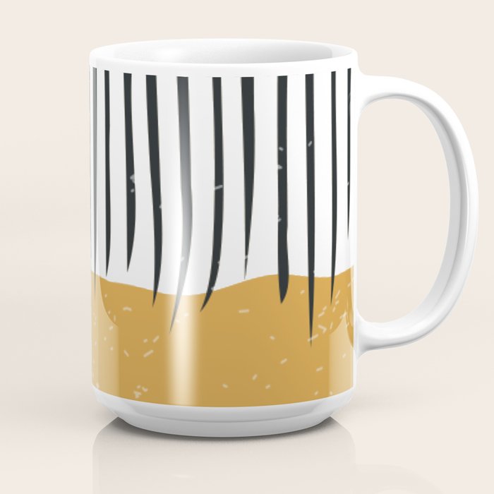 (White Background) Mid Century Modern Minimalist Rothko Inspired Color Field With Lines Geometric Style  Coffee Mug