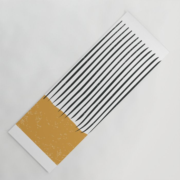 (White Background) Mid Century Modern Minimalist Rothko Inspired Color Field With Lines Geometric Style  Yoga Mat