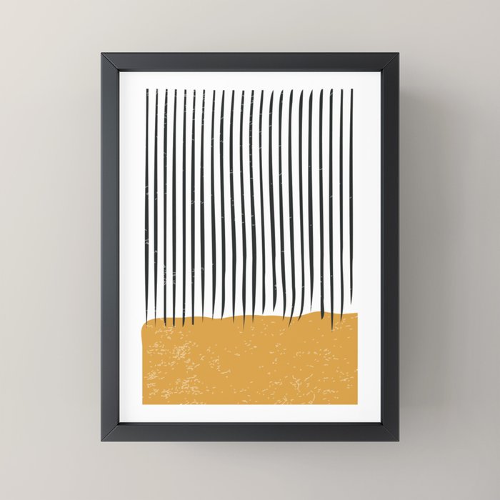 (White Background) Mid Century Modern Minimalist Rothko Inspired Color Field With Lines Geometric Style  Mini Art Print