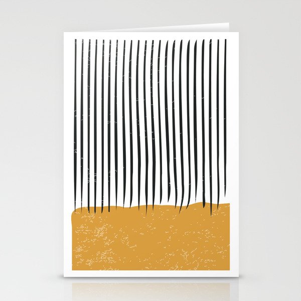 (White Background) Mid Century Modern Minimalist Rothko Inspired Color Field With Lines Geometric Style  Stationery Card