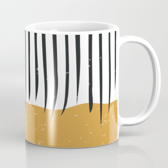 (White Background) Mid Century Modern Minimalist Rothko Inspired Color Field With Lines Geometric Style  Coffee Mug