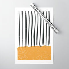 (White Background) Mid Century Modern Minimalist Rothko Inspired Color Field With Lines Geometric Style  Wrapping Paper
