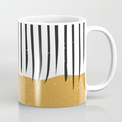 (White Background) Mid Century Modern Minimalist Rothko Inspired Color Field With Lines Geometric Style  Coffee Mug