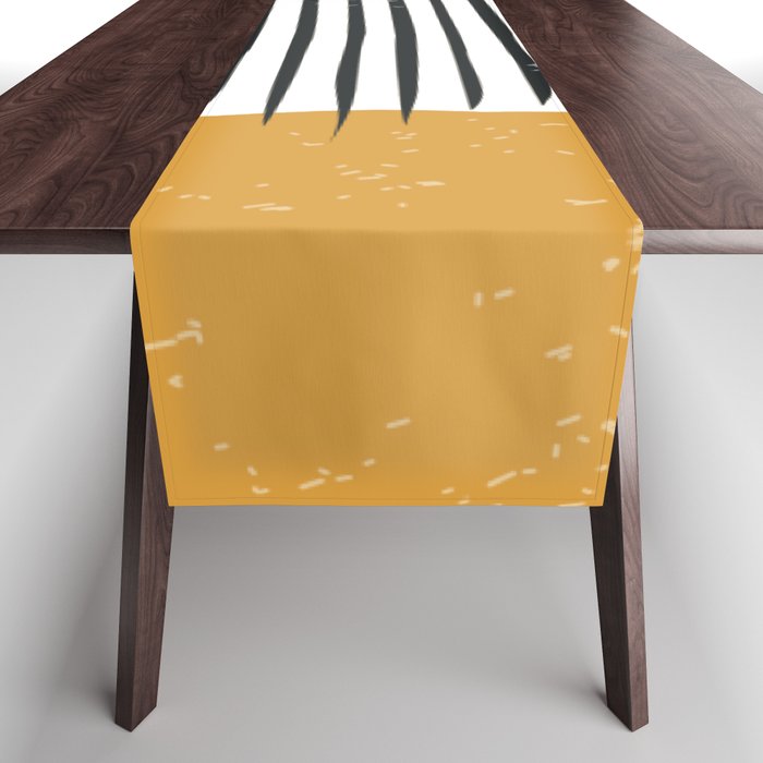 (White Background) Mid Century Modern Minimalist Rothko Inspired Color Field With Lines Geometric Style  Table Runner