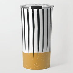(White Background) Mid Century Modern Minimalist Rothko Inspired Color Field With Lines Geometric Style  Travel Mug