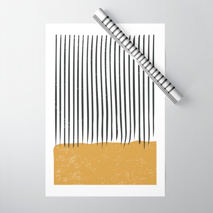 (White Background) Mid Century Modern Minimalist Rothko Inspired Color Field With Lines Geometric Style  Wrapping Paper