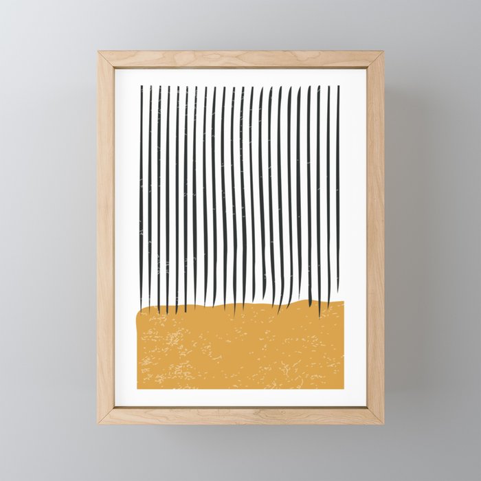 (White Background) Mid Century Modern Minimalist Rothko Inspired Color Field With Lines Geometric Style  Mini Art Print