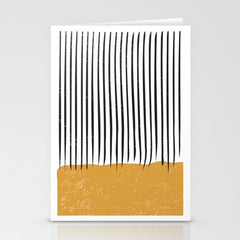 (White Background) Mid Century Modern Minimalist Rothko Inspired Color Field With Lines Geometric Style  Stationery Card