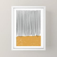 (White Background) Mid Century Modern Minimalist Rothko Inspired Color Field With Lines Geometric Style  Mini Art Print