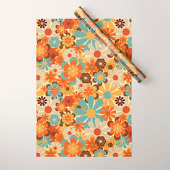 70's Retro Floral Patterned Prints Wrapping Paper