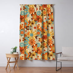70's Retro Floral Patterned Prints Window Curtain