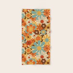 70's Retro Floral Patterned Prints Bath Towel