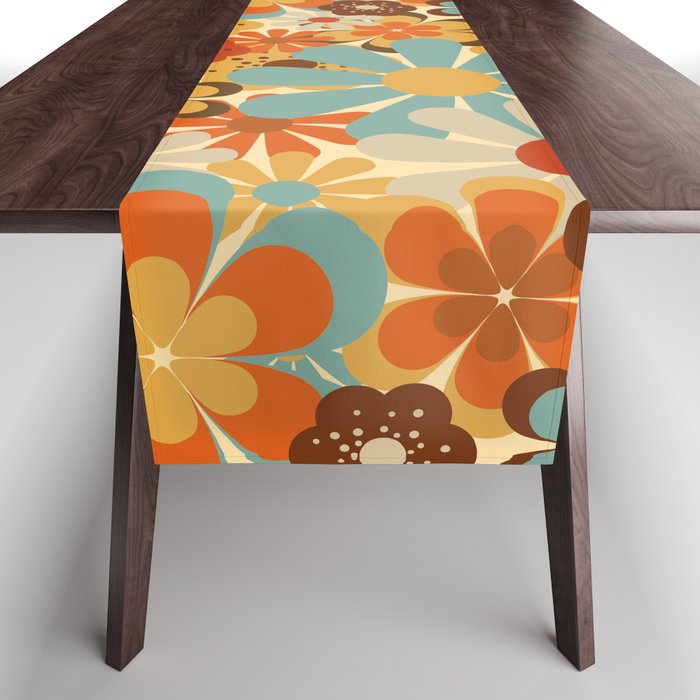 70's Retro Floral Patterned Prints Table Runner