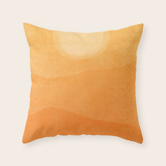 70s Style Golden Sunset Abstract Landscape Throw Pillow