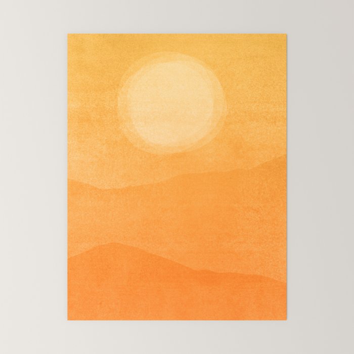 70s Style Golden Sunset Abstract Landscape Mini Art Print