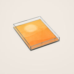 70s Style Golden Sunset Abstract Landscape Acrylic Tray