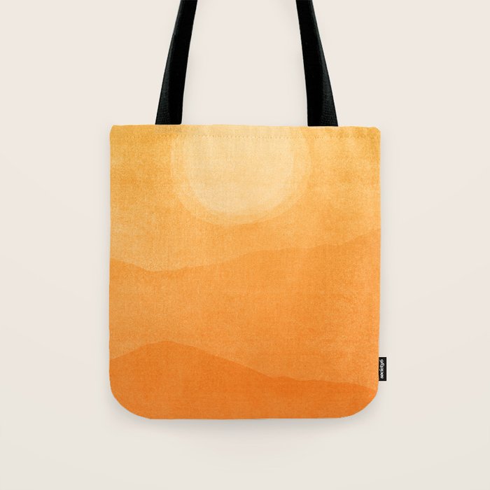 70s Style Golden Sunset Abstract Landscape Tote Bag