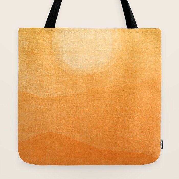 70s Style Golden Sunset Abstract Landscape Tote Bag
