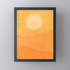 70s Style Golden Sunset Abstract Landscape Mini Art Print