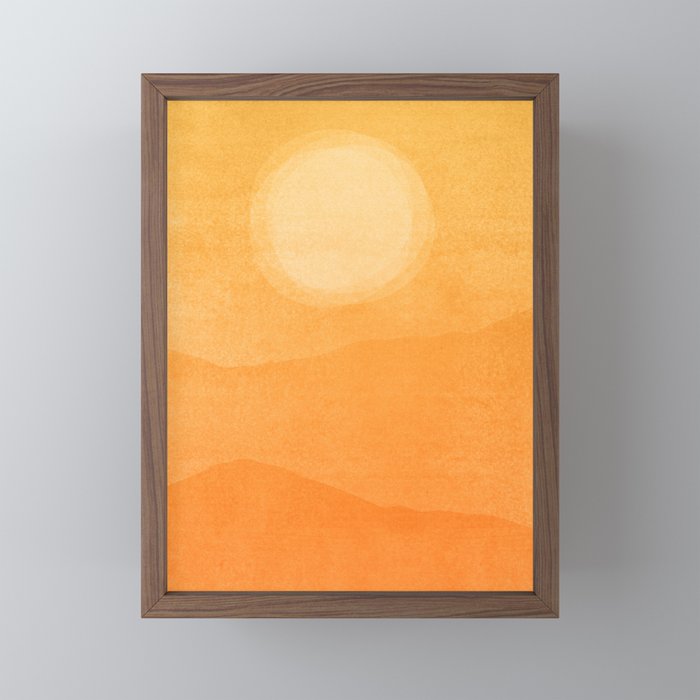 70s Style Golden Sunset Abstract Landscape Mini Art Print