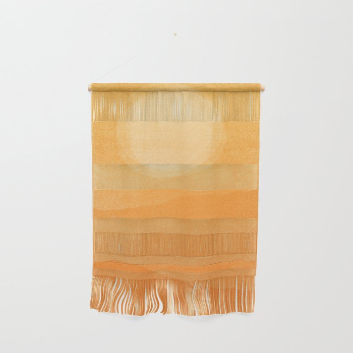 70s Style Golden Sunset Abstract Landscape Wall Hanging