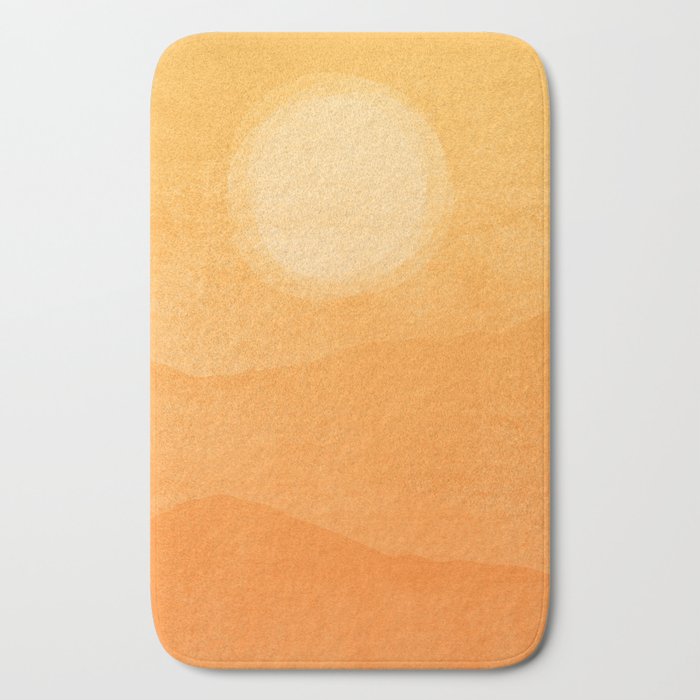 70s Style Golden Sunset Abstract Landscape Bath Mat