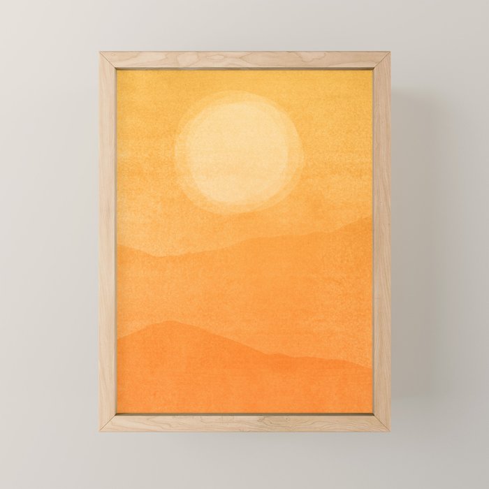 70s Style Golden Sunset Abstract Landscape Mini Art Print