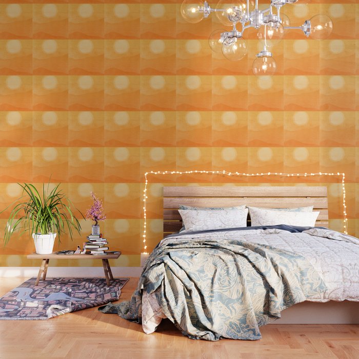 70s Style Golden Sunset Abstract Landscape Wallpaper