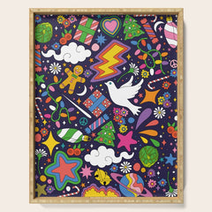 60s 70s psychedelic Modern Christmas Confetti Pattern Serving Tray