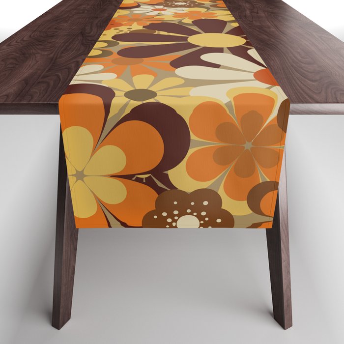 70's Floral Prints, Retro Art Table Runner