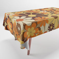 70's Floral Prints, Retro Art Tablecloth