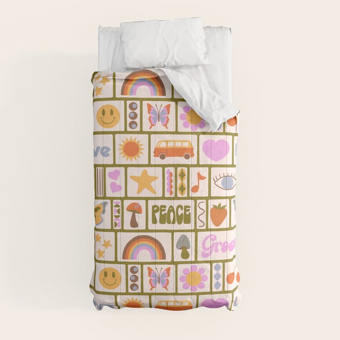 1970s Retro Pop Culture Icons Comforter