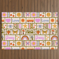 1970s Retro Pop Culture Icons Outdoor Rug