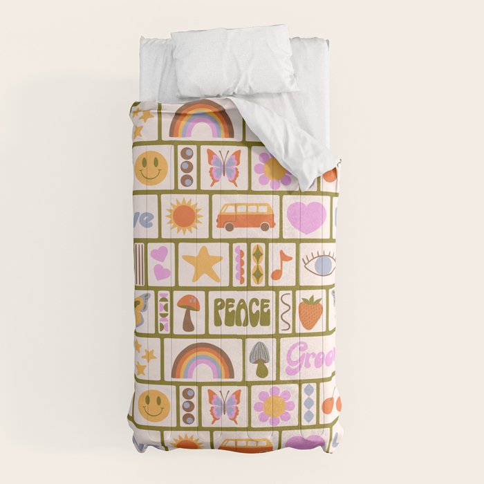 1970s Retro Pop Culture Icons Comforter