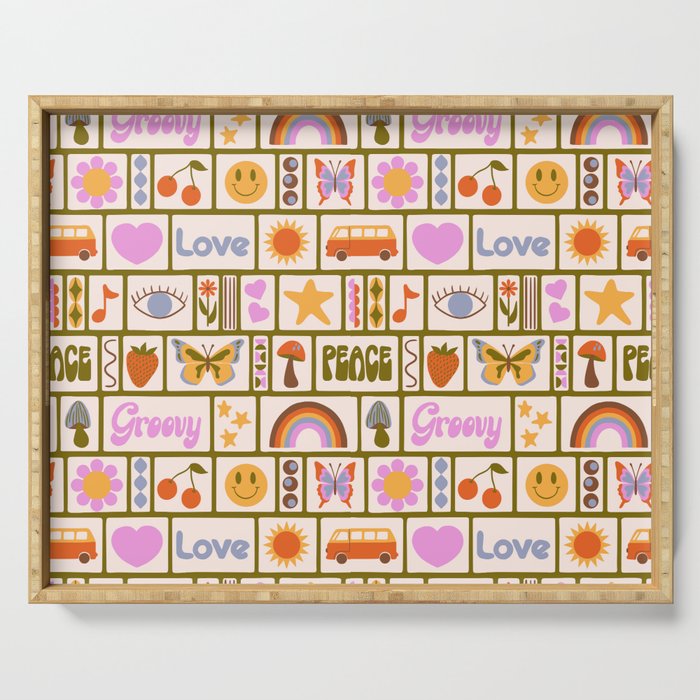 1970s Retro Pop Culture Icons Serving Tray