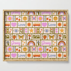1970s Retro Pop Culture Icons Serving Tray