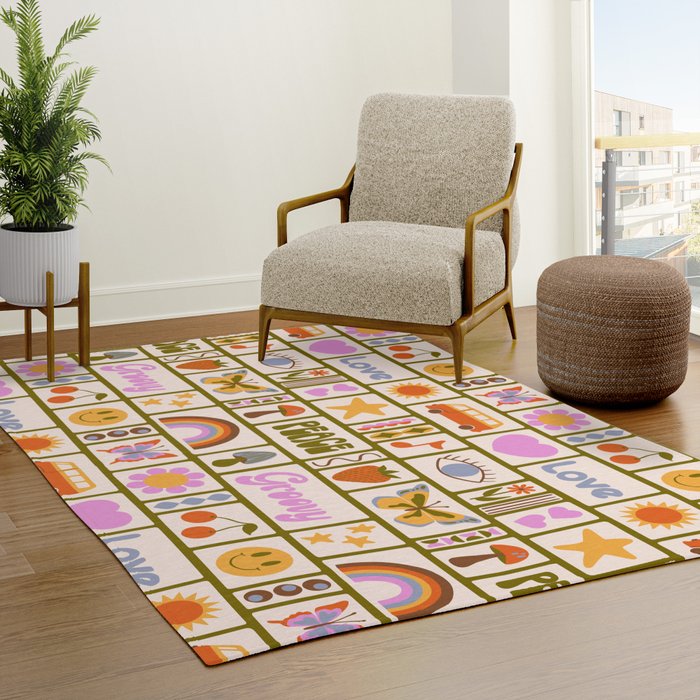 1970s Retro Pop Culture Icons Rug