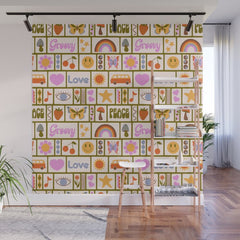 1970s Retro Pop Culture Icons Wall Mural