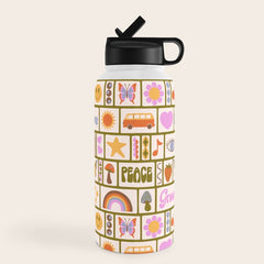 1970s Retro Pop Culture Icons Water Bottle