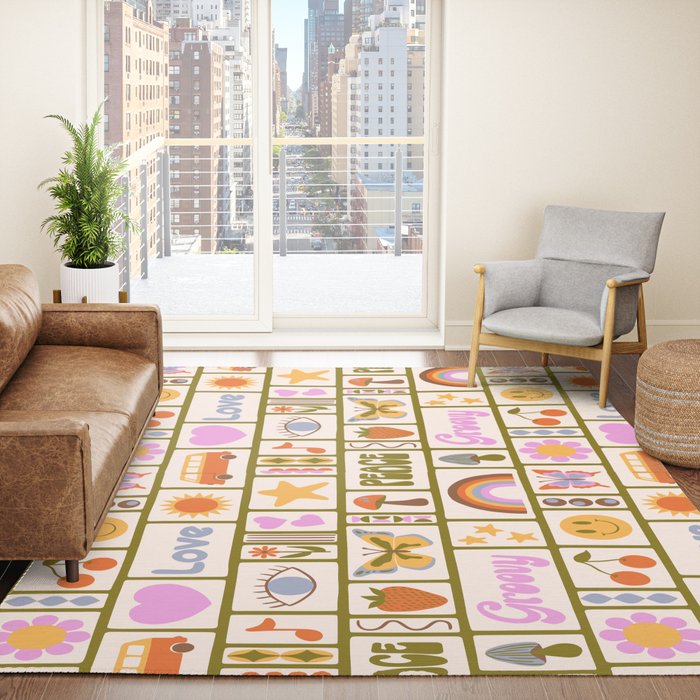 1970s Retro Pop Culture Icons Rug