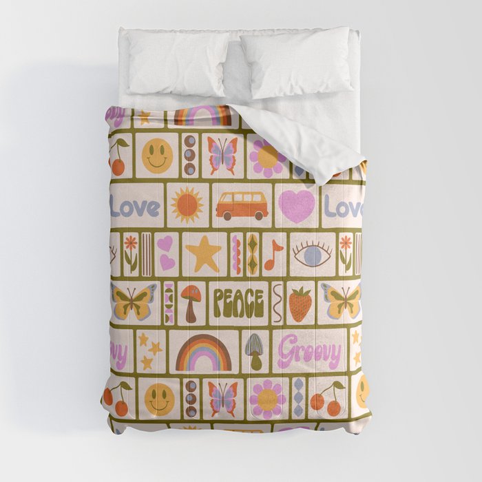 1970s Retro Pop Culture Icons Comforter