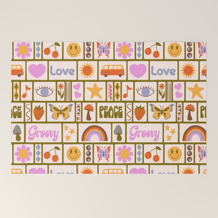 1970s Retro Pop Culture Icons Welcome Mat
