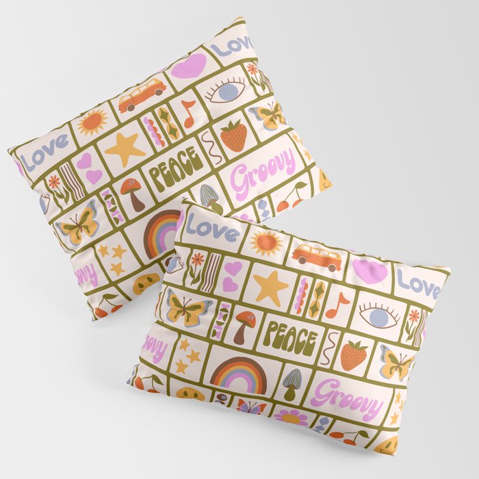 1970s Retro Pop Culture Icons Pillow Sham