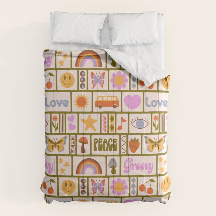 1970s Retro Pop Culture Icons Comforter