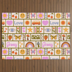 1970s Retro Pop Culture Icons Outdoor Rug