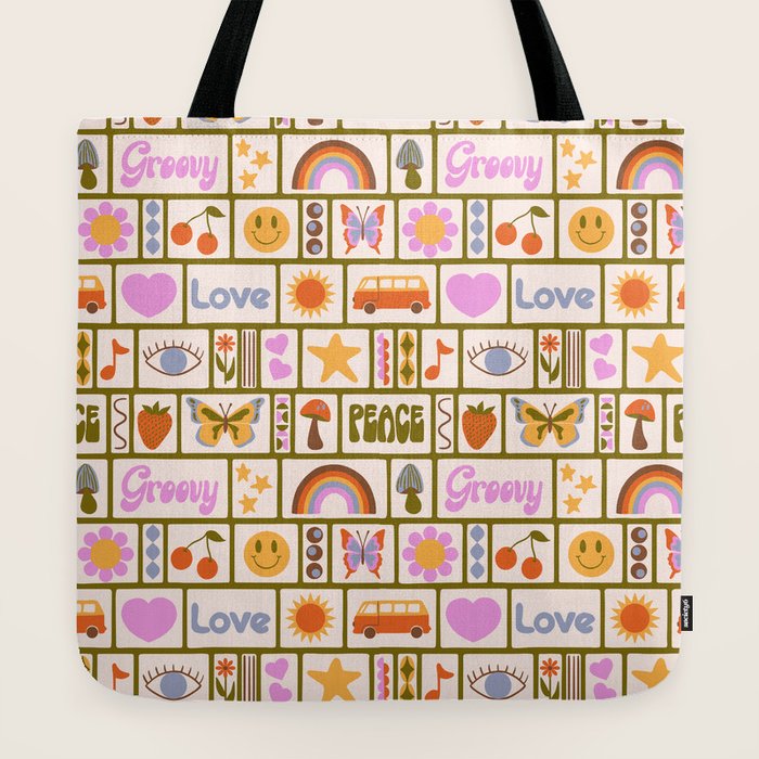 1970s Retro Pop Culture Icons Tote Bag
